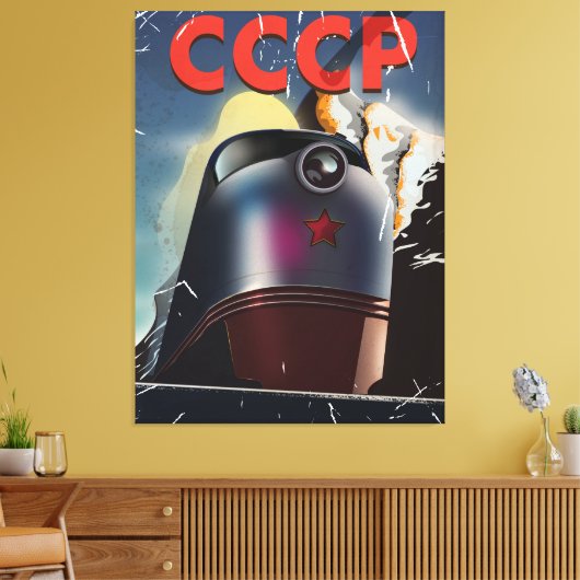CCCP  Sovjet-locomotief Poster Canvas Afdruk (Insitu (Woonkamer))