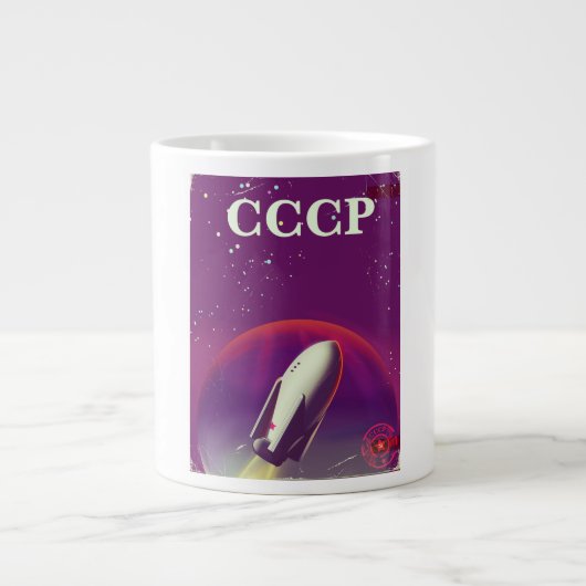 CCCP Sovjet ruimte race reisposter Grote Koffiekop (Voorkant)