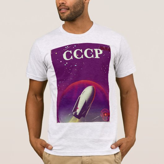 CCCP Sovjet ruimte race reisposter T-shirt (Voorkant)