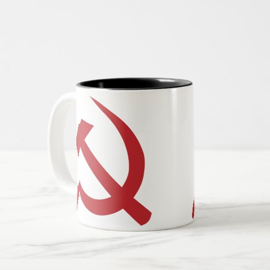 cccp ussr hammer en sikkel tweekleurige koffiemok (Voorkant links)