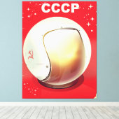 CCCP vintage rode Sovjet-ruimteposter Canvas Afdruk (Insitu (Houten vloer))