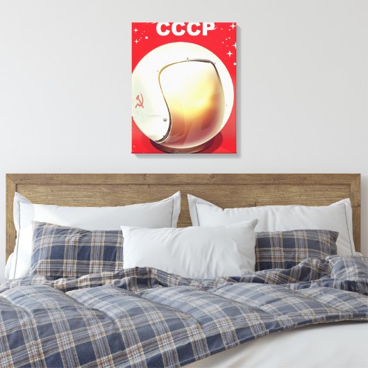 CCCP vintage rode Sovjet-ruimteposter Canvas Afdruk (Insitu (Slaapkamer))