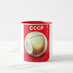 CCCP vintage rode Sovjet-ruimteposter Tweekleurige Koffiemok