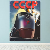 CCCP vintage Sovjet Locomotief Poster Canvas Afdruk (Insitu (Houten vloer))