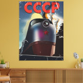 CCCP vintage Sovjet Locomotief Poster Canvas Afdruk (Insitu (Woonkamer))