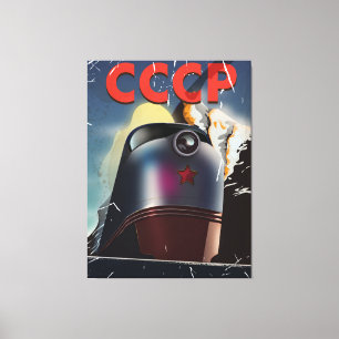 CCCP vintage Sovjet Locomotief Poster Canvas Afdruk