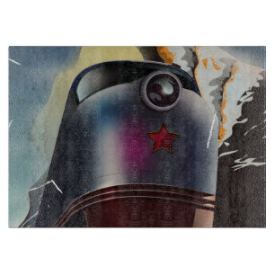 CCCP vintage Sovjet Locomotief Poster Snijplank