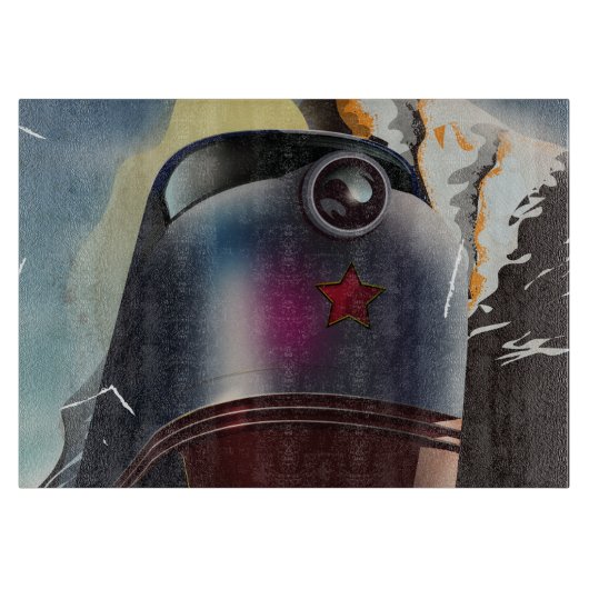 CCCP vintage Sovjet Locomotief Poster Snijplank (Voorkant)