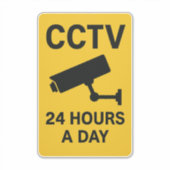 CCTV 24 Hours Surveillance Warning Sign  Sticker (Voorkant)