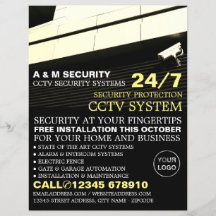 CCTV-bevestigde camera, CCTV-beveiligingsreclame Flyer