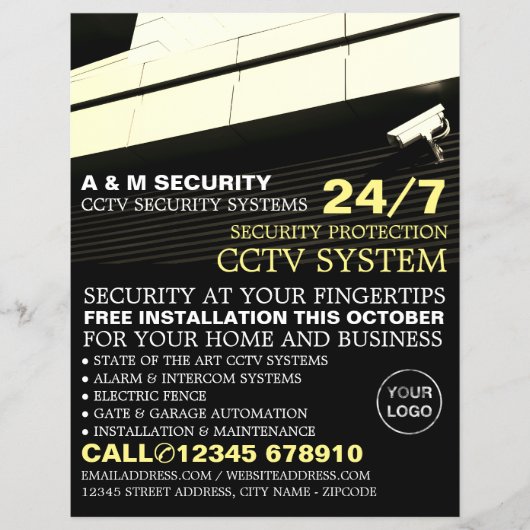 CCTV-bevestigde camera, CCTV-beveiligingsreclame Flyer (Voorkant)