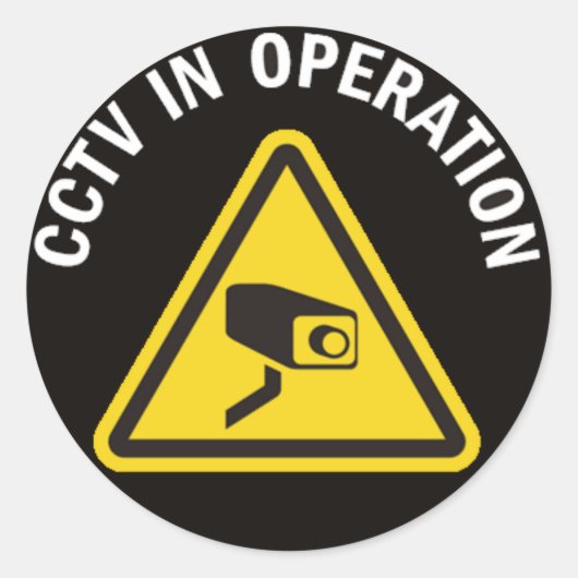 CCTV IN WERKING RONDE STICKER (Voorkant)