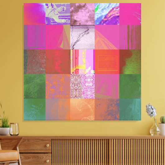 CD1FE646 Abstracte digitale glitch art rasterpatro Canvas Afdruk (Insitu (Woonkamer))