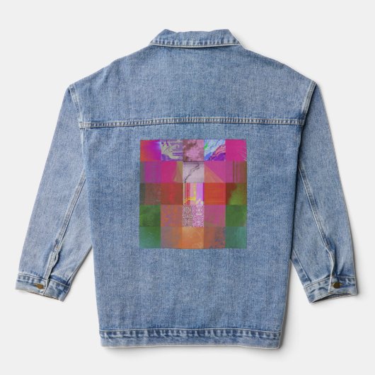 CD1FE646 Abstracte Digitale Glitch Art Rasterpatro Denim Jacket (Achterkant)