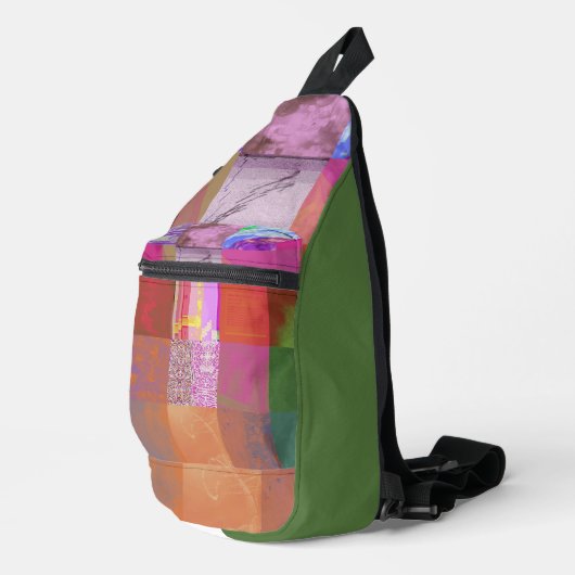 CD1FE646 Abstracte Digitale Glitch Art Rasterpatro Sling Bag (Rechterhoek)
