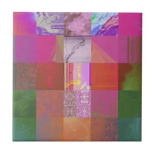 CD1FE646 Abstracte Digitale Glitch Art Rasterpatro Tegeltje (Voorkant)