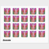 CD1FE646 Abstracte digitale glitch art rasterpatro Vierkante Sticker (Vel)