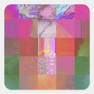 CD1FE646 Abstracte digitale glitch art rasterpatro Vierkante Sticker