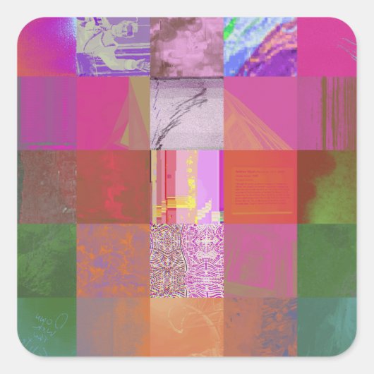 CD1FE646 Abstracte digitale glitch art rasterpatro Vierkante Sticker (Voorkant)