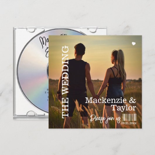 CD Foto Hoes Bruiloft Kaart (Voorkant / Achterkant)