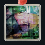 CD Hoesjes Collage Metalen Ornament<br><div class="desc">Dit grafisch kunstwerk collage omvat foto's van oude,  kleurrijke CD hoesjes,  gemengd met texturele elementen.</div>