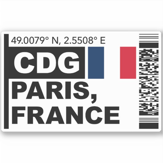 CDG Paris Boarding Pass - France Travel Sticker (Voorkant)