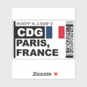 CDG Paris Boarding Pass - France Travel Sticker (Vel)