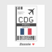 CDG Paris Boarding Pass - Frankrijk Reizen Sticker (Vel)