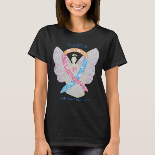 CDH Awareness Cherub Angel Ribbon Art T-Shirts (Voorkant)