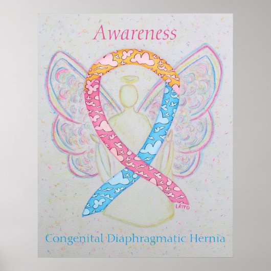 CDH Awareness Ribbon Angel Cherub Art Print Poster (Voorkant)