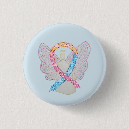 CDH Awareness Ribbon Angel Custom Pin Button (Voorkant)