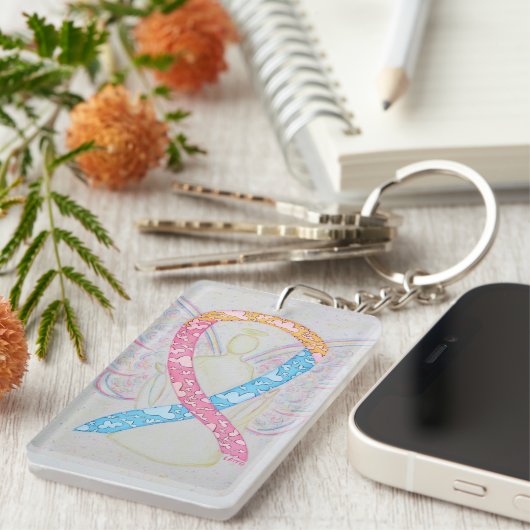 CDH Awareness Ribbon Angel Key chain Sleutelhanger (Voorkant Rechts)
