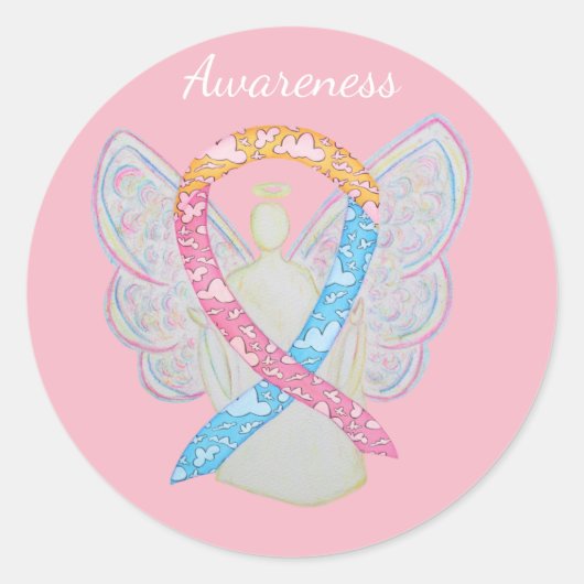 CDH Awareness Ribbon Cherub Angel Decal Stickers (Voorkant)