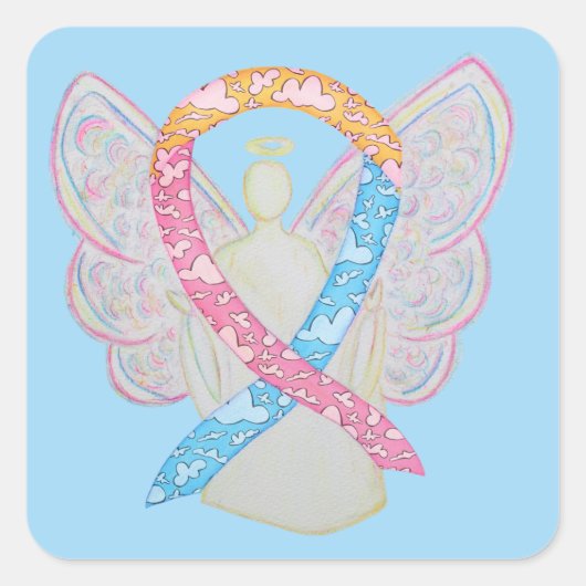 CDH Awareness Ribbon Cherub Angel Sticker Decal (Voorkant)