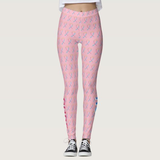 CDH Awareness Ribbon Hope Cure Custom Art Leggings (Voorkant)