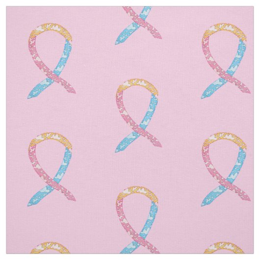 CDH Clouds Awareness Ribbon Fabric Custom Material Stof (Swatch)