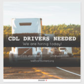 CDL Drivers Nodig vrachtwagenbedrijf Sticker (Vel)