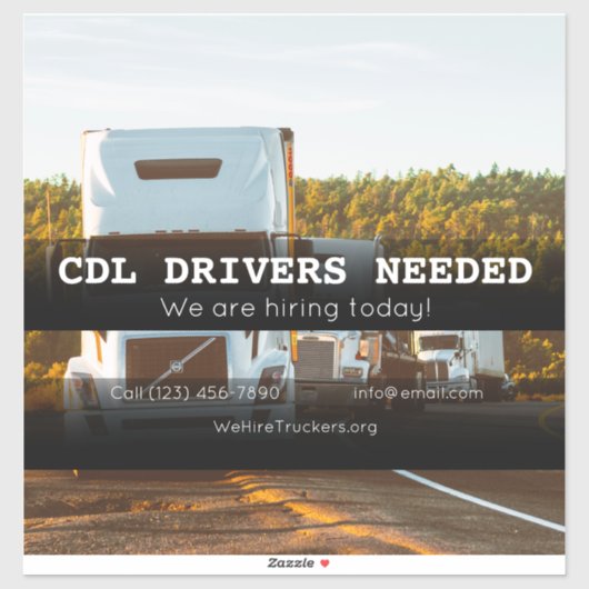 CDL Drivers Nodig vrachtwagenbedrijf Sticker (Vel)