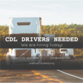 CDL Drivers Nodig vrachtwagenbedrijf Sticker (Voorkant)