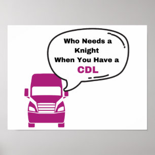 CDL Vrouw Truck Driver Print