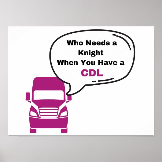 CDL Vrouw Truck Driver Print (Voorkant)