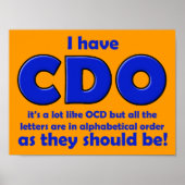 CDO OCD Funny Poster Sign. (Voorkant)