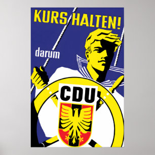 CDU-verkiezingsposter jaren 50 Houd de richting! Poster
