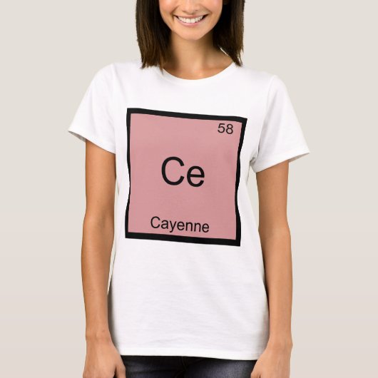 Ce - Cayenne Funny Chemistry Element Symbol T-shir T-shirt (Voorkant)
