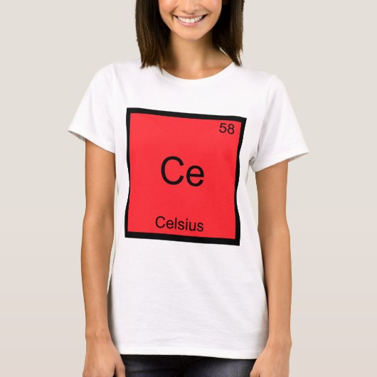 Ce - Celsius Grappige Chemie Element Symbool T-shi T-shirt (Voorkant)