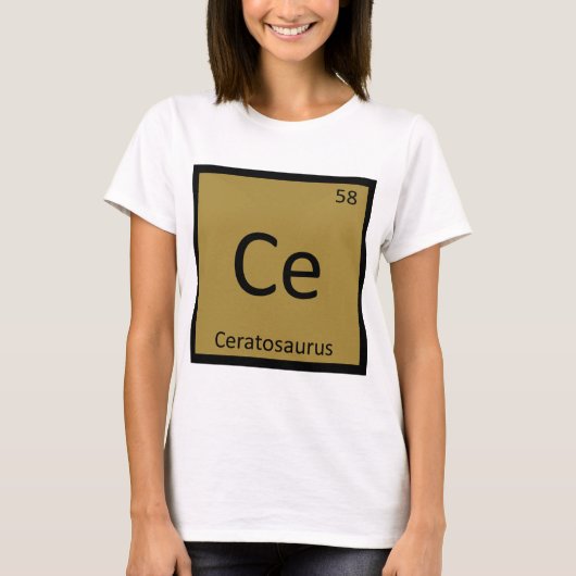 Ce - Ceratosaurus Dinosaur Scheikunde Symbool T-shirt (Voorkant)