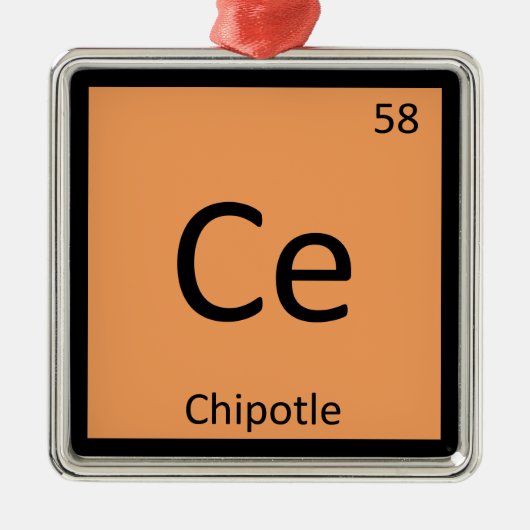 Ce - Chipotle Pepper Chemistry Periodic Table Metalen Ornament (Voorkant)