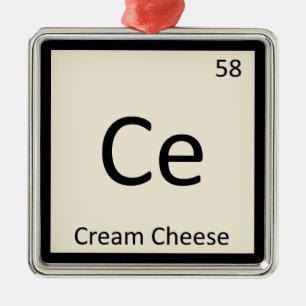 Ce - Roomkaas Chemie Periodiek Systeem Symbool Metalen Ornament