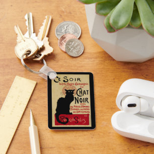 CE Soir Chat Noir Black Cat, Art Nouveau Sleutelhanger