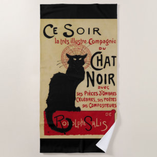 CE Soir Chat Noir Black Cat,  Art Nouveau Strandlaken